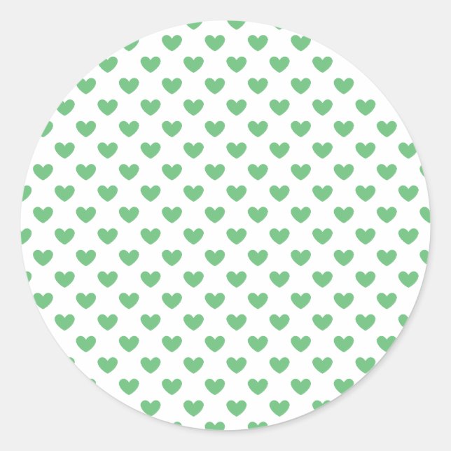 Classic Hearts Summer Green - White Round Sticker (Front)
