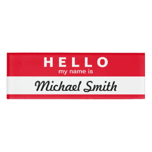 Classic Hello My Name is Changeable Bg Colour Name Tag