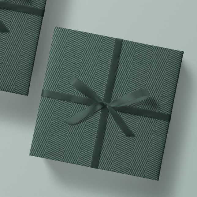 Classic herringbone tweed green Christmas holiday Wrapping Paper (Creator Uploaded)