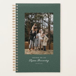 Classic herringbone tweed simple green photo planner