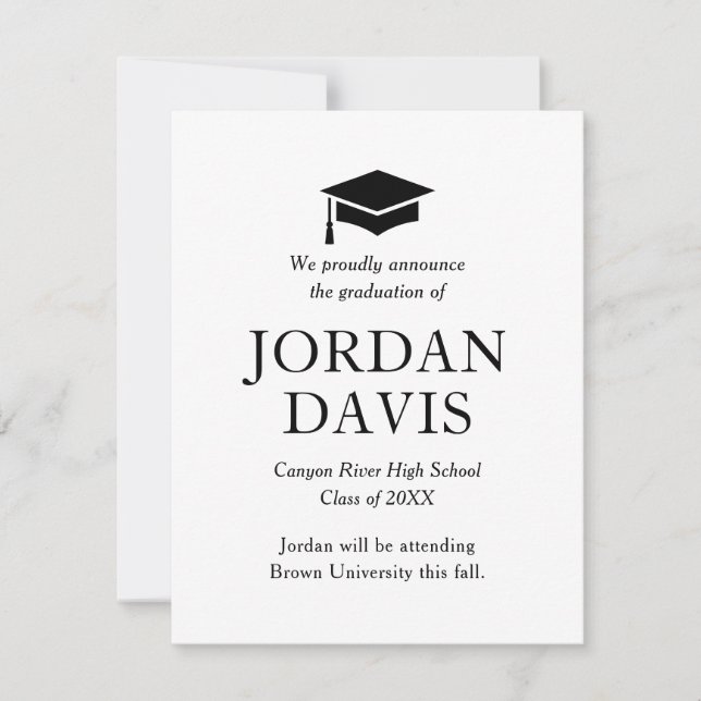 Classic High School Graduation Announcement (Front)