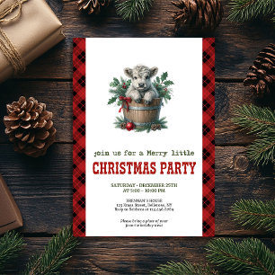 Classic highland cow Christmas invite red florals