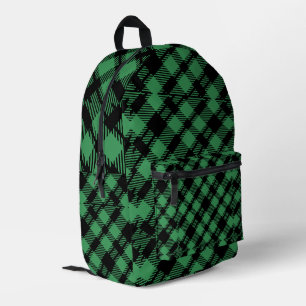Classic Holiday Green Checkered Pattern Printed Backpack