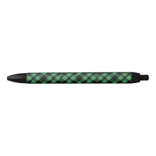 Classic Holiday Green Chequered Pattern Black Ink Pen