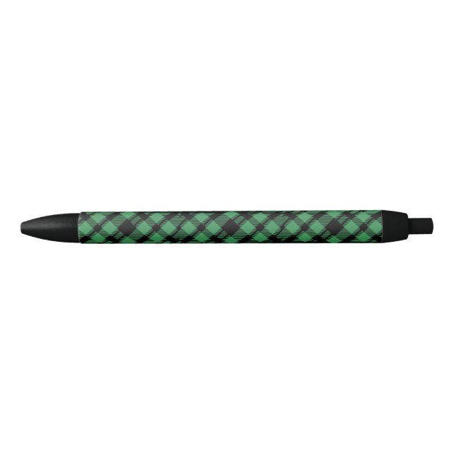 Classic Holiday Green Chequered Pattern  Black Ink Pen (Front)