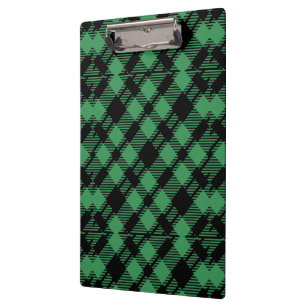 Classic Holiday Green Chequered Pattern Clipboard