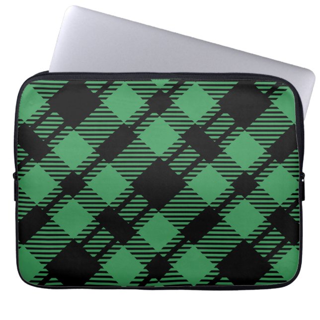 Classic Holiday Green Chequered Pattern  Laptop Sleeve (Front)
