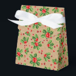 Classic Holiday Green Holly Red Berries Favour Box<br><div class="desc">Contemporary classic Christmas holiday season Holly berries and leaves pattern on a rustic faux brown kraft paper style background. Available on products such as wrapping and tissue paper,  return address labels,  gift tags,  bags and favour boxes,  stickers and ribbons.</div>