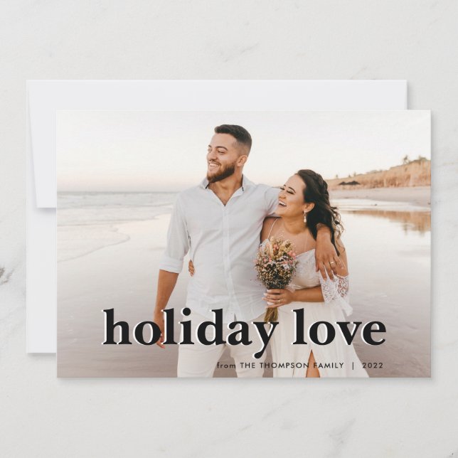 Classic Holiday Love Newly Weds Photo Holiday Card (Front)