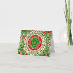 Classic Holiday Mandala in Red, Green, and Gold Card
