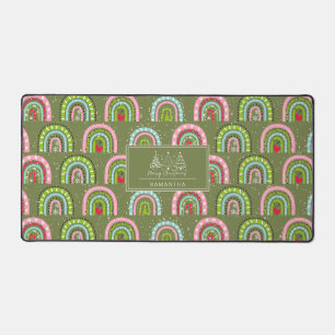 Classic Holiday Pattern- Colourful Rainbow Desk Mat