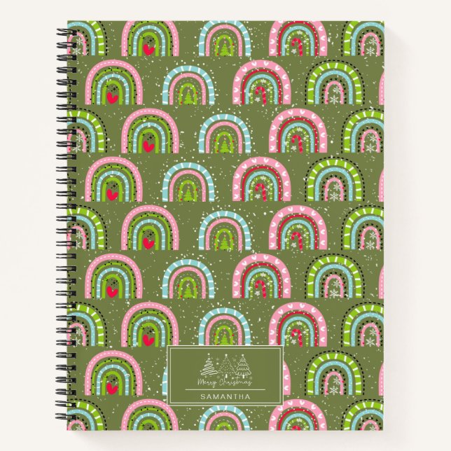 Classic Holiday Pattern- Colourful Rainbow Notebook (Front)