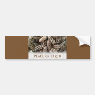 Classic Holiday Pine Cone Peace On Earth Bumper Sticker