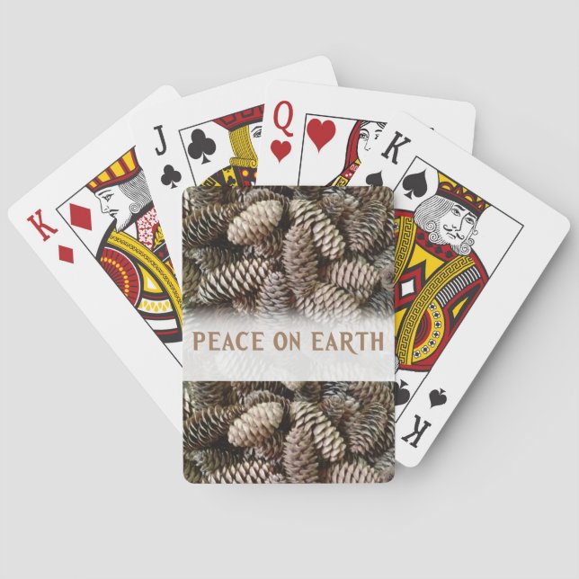 Classic Holiday Pine Cone Peace On Earth Playing Cards (Back)