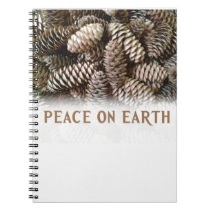 Classic Holiday Pine Cone Peace On Earth Spiral Notebook