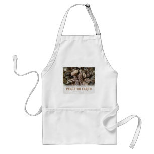 Classic Holiday Pine Cone Peace On Earth Standard Apron