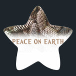 Classic Holiday Pine Cone Peace On Earth Star Sticker<br><div class="desc">Festive,  earthy pine cones set off this classic,  elegant design wishing Peace On Earth.</div>