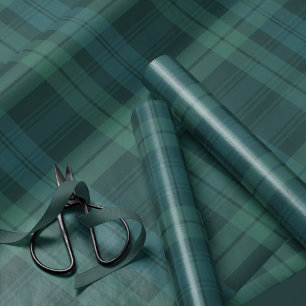 Classic holiday plaid bold navy green tartan wrapping paper