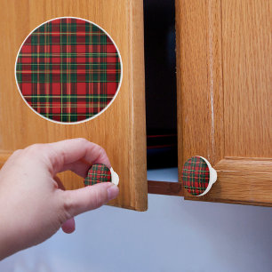 Classic Holiday Plaid Ceramic Knob