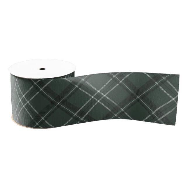 Classic holiday plaid dark green grosgrain ribbon (Spool)