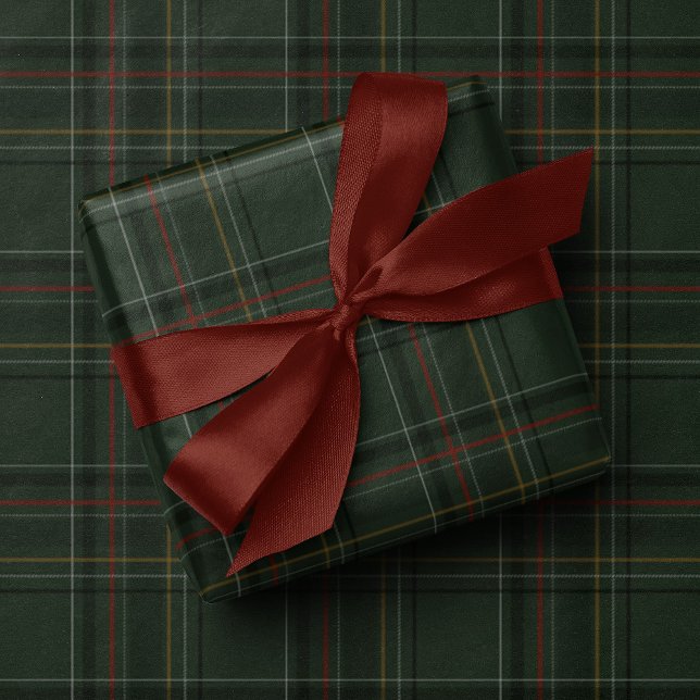 Classic holiday plaid hunter green Christmas Wrapping Paper (Creator Uploaded)
