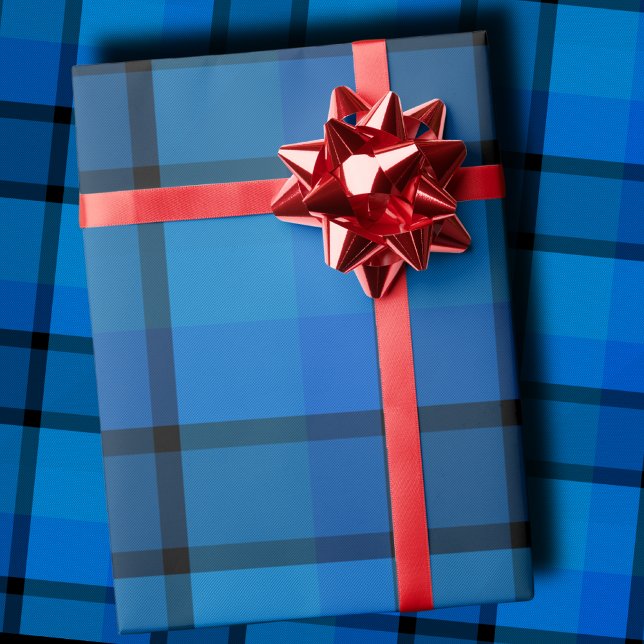 Classic holiday plaid navy blue Christmas Gift Wrapping Paper (Creator Uploaded)
