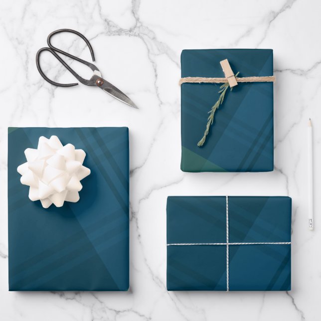 Classic holiday plaid navy green Christmas Wrapping Paper Sheet (Front)
