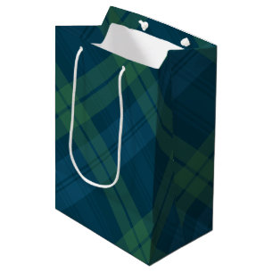 Classic holiday plaid navy green tartan Christmas Medium Gift Bag