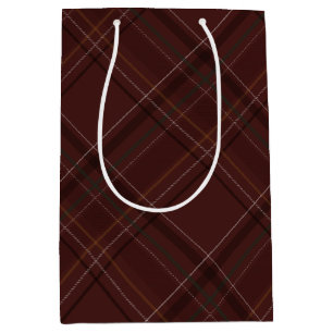 Classic holiday plaid stylish maroon Christmas Medium Gift Bag