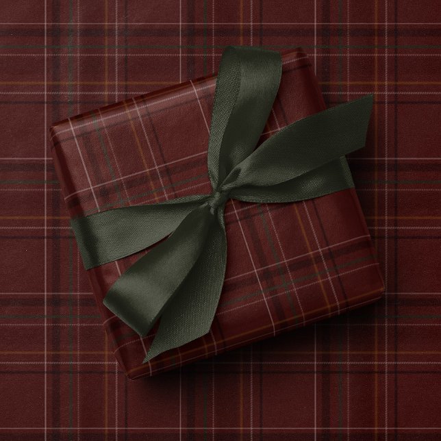 Classic holiday plaid stylish maroon Christmas Wrapping Paper (Creator Uploaded)