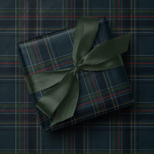 Classic holiday plaid stylish navy Christmas Wrapping Paper