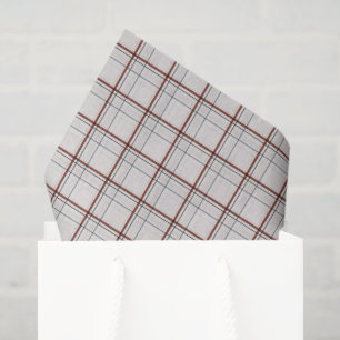 Classic holiday plaid stylish neutral Christmas Tissue Paper
