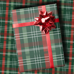 Classic Holiday Red and Green Plaid Christmas Wrapping Paper