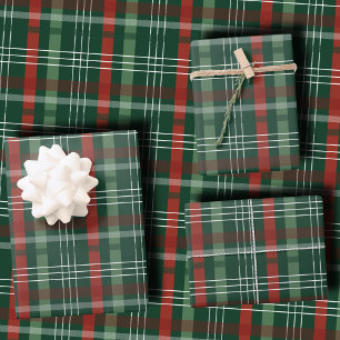 Classic Holiday Red and Green Plaid Christmas Wrapping Paper Sheet