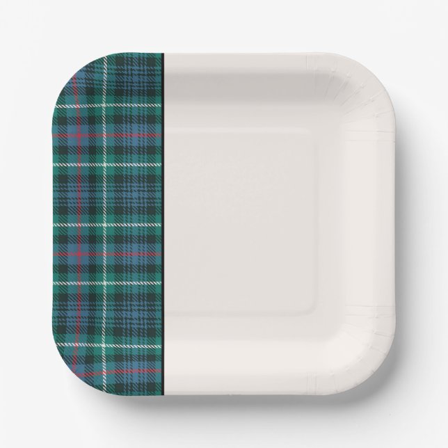 Classic Holiday Tartan Plaid Festive Two Tone Paper Plate (Front)