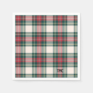 Classic Holiday Tartan Plaid Initials Festive Napkin
