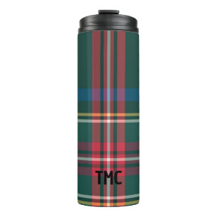 Classic Holiday Tartan Plaid INITIALS Festive Ther Thermal Tumbler