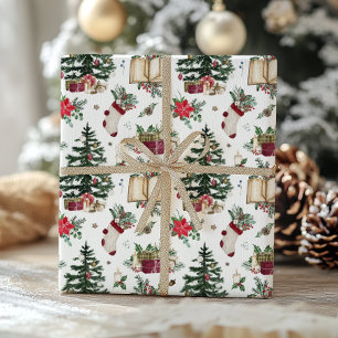 Classic Holiday Tree and Presents Wrapping Paper