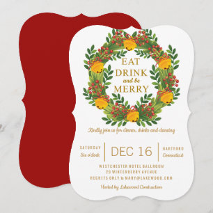 Classic Holiday Wreath Party Christmas tree Invitation