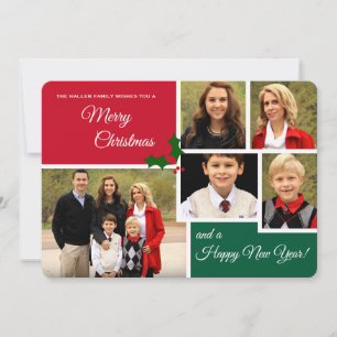 Classic Holly 5 Photo Holiday Card