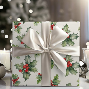 Classic Holly And Berries Christmas Wrapping Paper