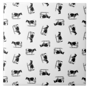 Classic Holstein Cows Art CUSTOM BACKGROUND COLOR Tile