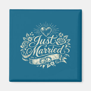 Classic honeymoon just married newlywed couple magnet
