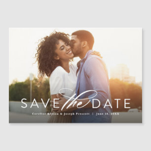 Classic horizontal one-photo save the date magnet