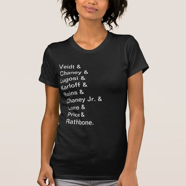 Classic Horror Movie Names T-Shirt (Front)