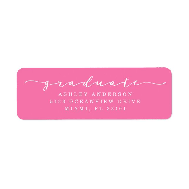 Classic Hot Pink Graduation Address Labels (Front)