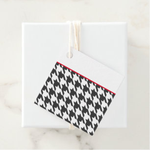 Classic Houndstooth Black White Red Timeless Chic Favour Tags