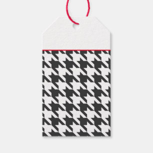 Classic Houndstooth Black White Red Timeless Gift Tags