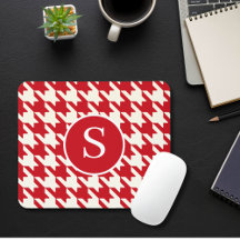 Classic Houndstooth Cherry Red & White Monogram