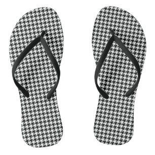 Classic Houndstooth Pattern: Black & White Vintage Jandals